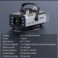 1200W Fog Machine with 6 LED Lights & Remote Control - Image 5