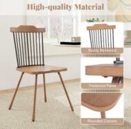 Set of 4 Mid-Century Modern Dining Chairs – Wood & Black Metal - Image 5