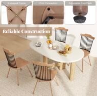 Set of 4 Mid-Century Modern Dining Chairs – Wood & Black Metal - Image 6