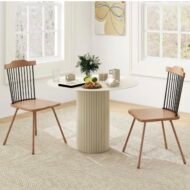 Set of 4 Mid-Century Modern Dining Chairs – Wood & Black Metal - Image 3