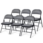 Set of 6 Folding Chairs – Gray & Black