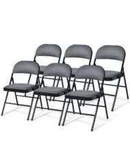 Set of 6 Folding Chairs – Gray & Black
